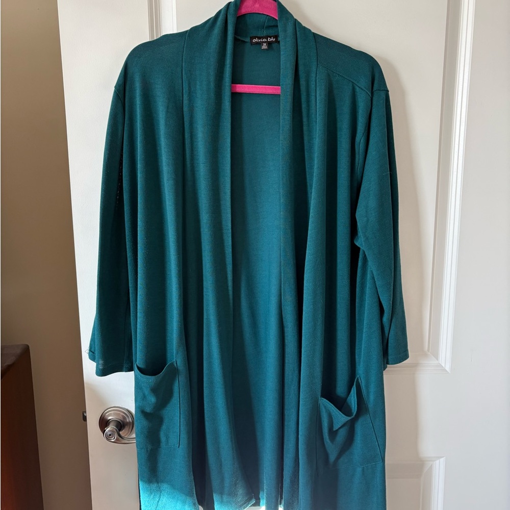 Dolce Vita Teal Open-Front Knit Cardigan